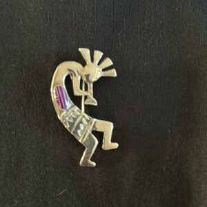 Kokopelli Sterling silver pendant or brooch.